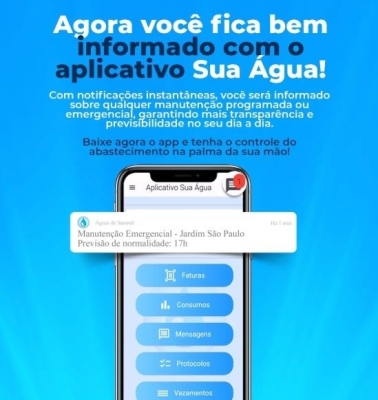 Aplicativo Sua Água: Agora você fica bem informado com notificações instantâneas