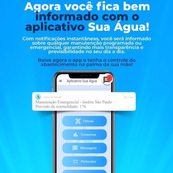 Aplicativo Sua Água: Agora você fica bem informado com notificações instantâneas